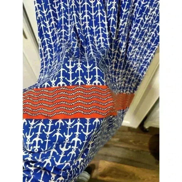 ANTIBES BLANC Women’s Blue, White, Red Anchor Print‎ Nautical Patriotic Dress M - Picture 4 of 6